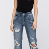 The Ranch House Judy Blue Bleach Splashed Boyfriend Jeans Women