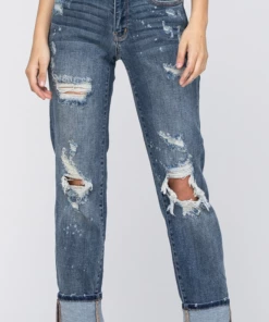 The Ranch House Judy Blue Bleach Splashed Boyfriend Jeans Women 8 The Ranch House Judy Blue Bleach Splashed Boyfriend Jeans Women