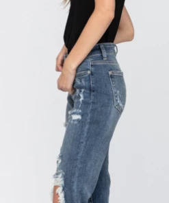 The Ranch House Judy Blue Bleach Splashed Boyfriend Jeans Women