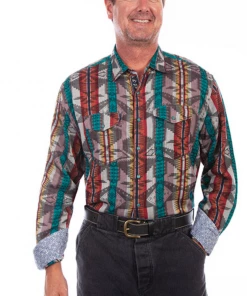 The Ranch House Tops Scully Mens Jaquard Striped Shirt