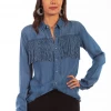 The Ranch House Women Scully Fringe Denim Top