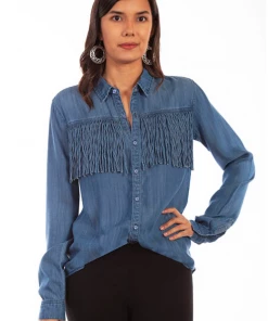 The Ranch House Women Scully Fringe Denim Top