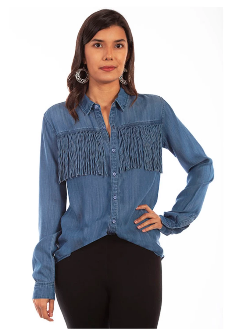 The Ranch House Women Scully Fringe Denim Top 3 The Ranch House Women Scully Fringe Denim Top