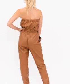 The Ranch House Women Camel Leather Jogger