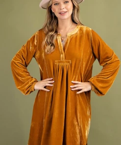 EASEL Classic Velvet Tunic Dress