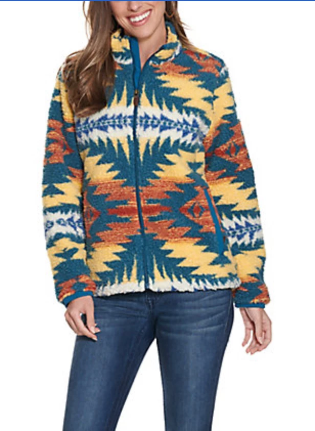 The Ranch House Pendleton Night Dance Teal Aztec Jacket Women 3 The Ranch House Pendleton Night Dance Teal Aztec Jacket Women