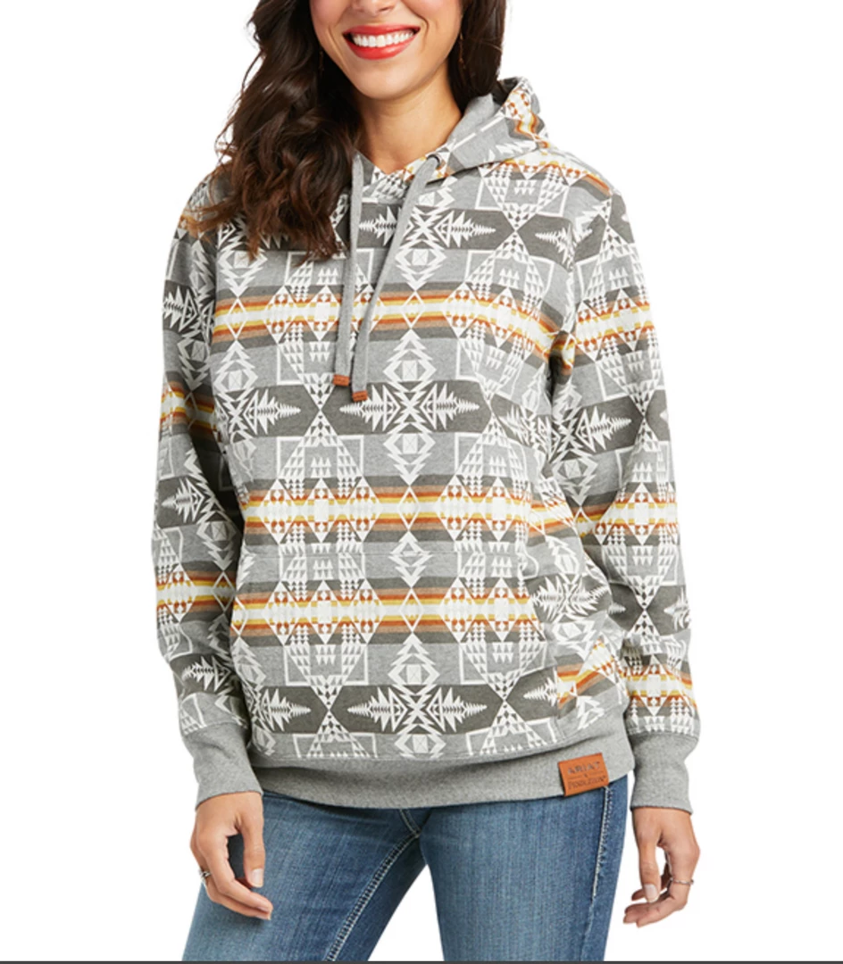 The Ranch House Women Pendleton Grey And White Aztec Print Hoodie 6 The Ranch House Women Pendleton Grey And White Aztec Print Hoodie