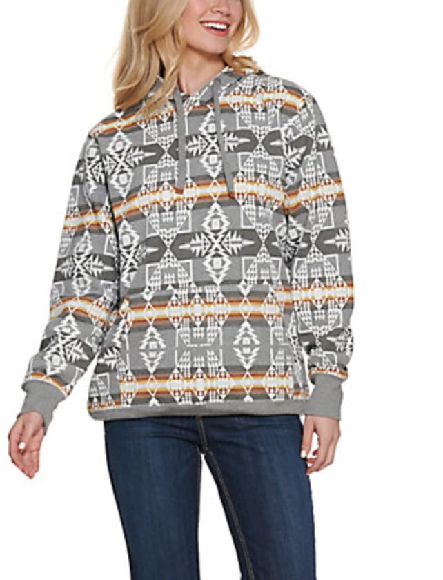 The Ranch House Women Pendleton Grey And White Aztec Print Hoodie 3 The Ranch House Women Pendleton Grey And White Aztec Print Hoodie
