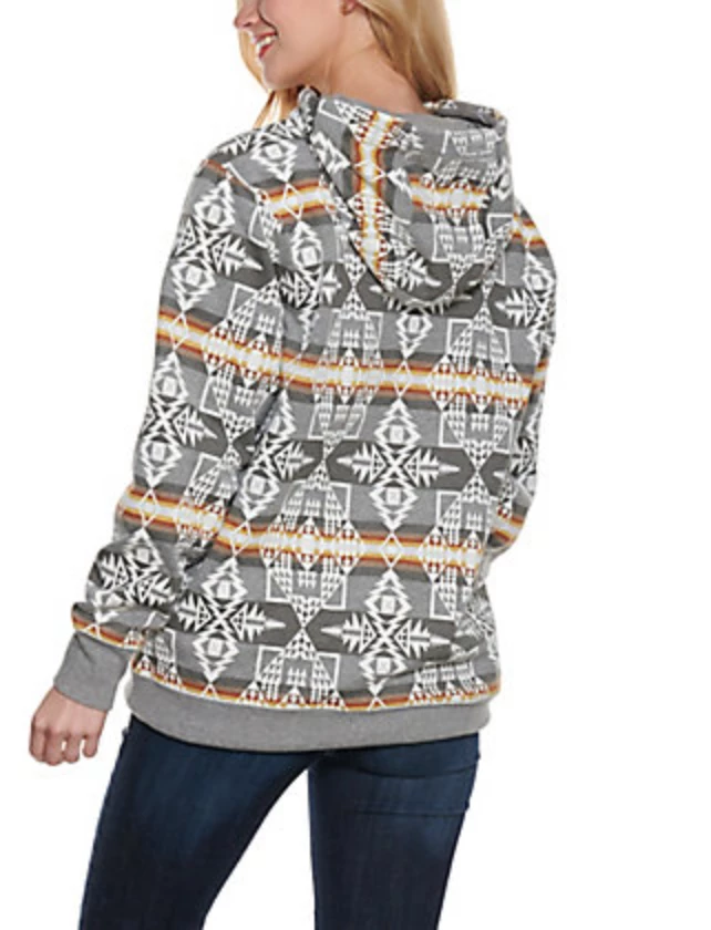 The Ranch House Women Pendleton Grey And White Aztec Print Hoodie 4 The Ranch House Women Pendleton Grey And White Aztec Print Hoodie