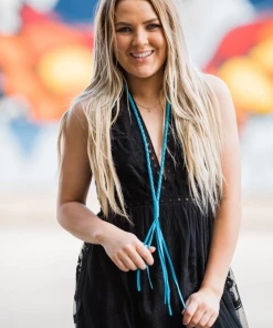 The Ranch House The Braided Bandit Leather Tassel Necklace - Medium Length