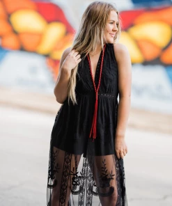 The Ranch House The Braided Bandit Leather Tassel Necklace - Medium Length