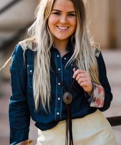 The Ranch House Deerskin Braided Concho Necklace Jewelry