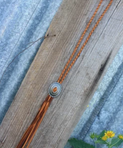 The Ranch House Deerskin Braided Concho Necklace Jewelry