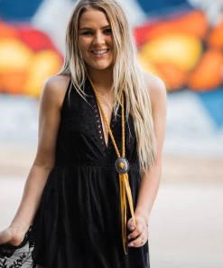 The Ranch House Deerskin Braided Concho Necklace Jewelry