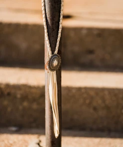 The Ranch House Deerskin Braided Concho Necklace Jewelry