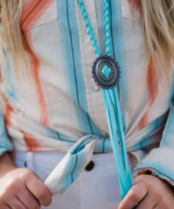 The Ranch House Deerskin Braided Concho Necklace Jewelry