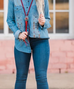 The Ranch House Deerskin Braided Concho Necklace Jewelry