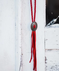 The Ranch House Deerskin Braided Concho Necklace Jewelry