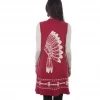 The Ranch House Women Scully Indian Headdress Sweater Vest Duster - Red