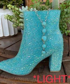 Women Betsey Johnson SB Cady Rhinestone World Bootie Turquoise