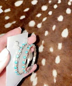 Rio Grande Circle Stone Turq Earrings Accessories