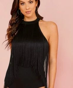 Luv Fashion Women Fifty Shades Of Black And Fridge Bodysuit