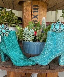 Women Betsey Johnson SB Cady Rhinestone World Bootie Turquoise