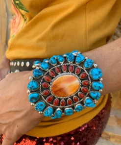The Ranch House Turquoise And Coral Sunset Cuff Bracelet