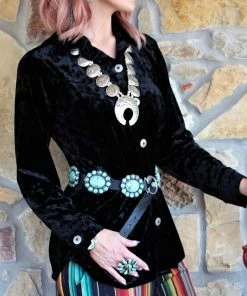 The Ranch House Silverado Velvet Long Sleeve Top