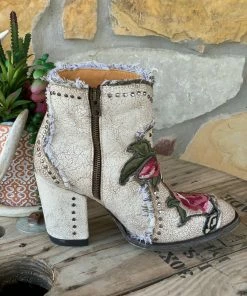 The Ranch House Collections Old Gringo Carla Floral Bootie - Crackled White