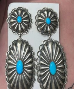 Rio Grande Circle Oval Sterling Turq Earrings
