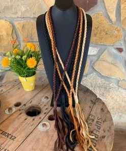The Ranch House Accessories The Braided Bandit Leather Tassel Necklace - Extra Long