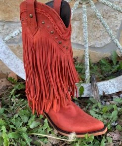 The Ranch House Liberty Black Vegas Red Fringe Boot Sale