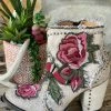 The Ranch House Collections Old Gringo Carla Floral Bootie - Crackled White