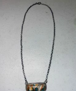 The Ranch House Jewelry Tie Dye Turquoise Bar Necklace